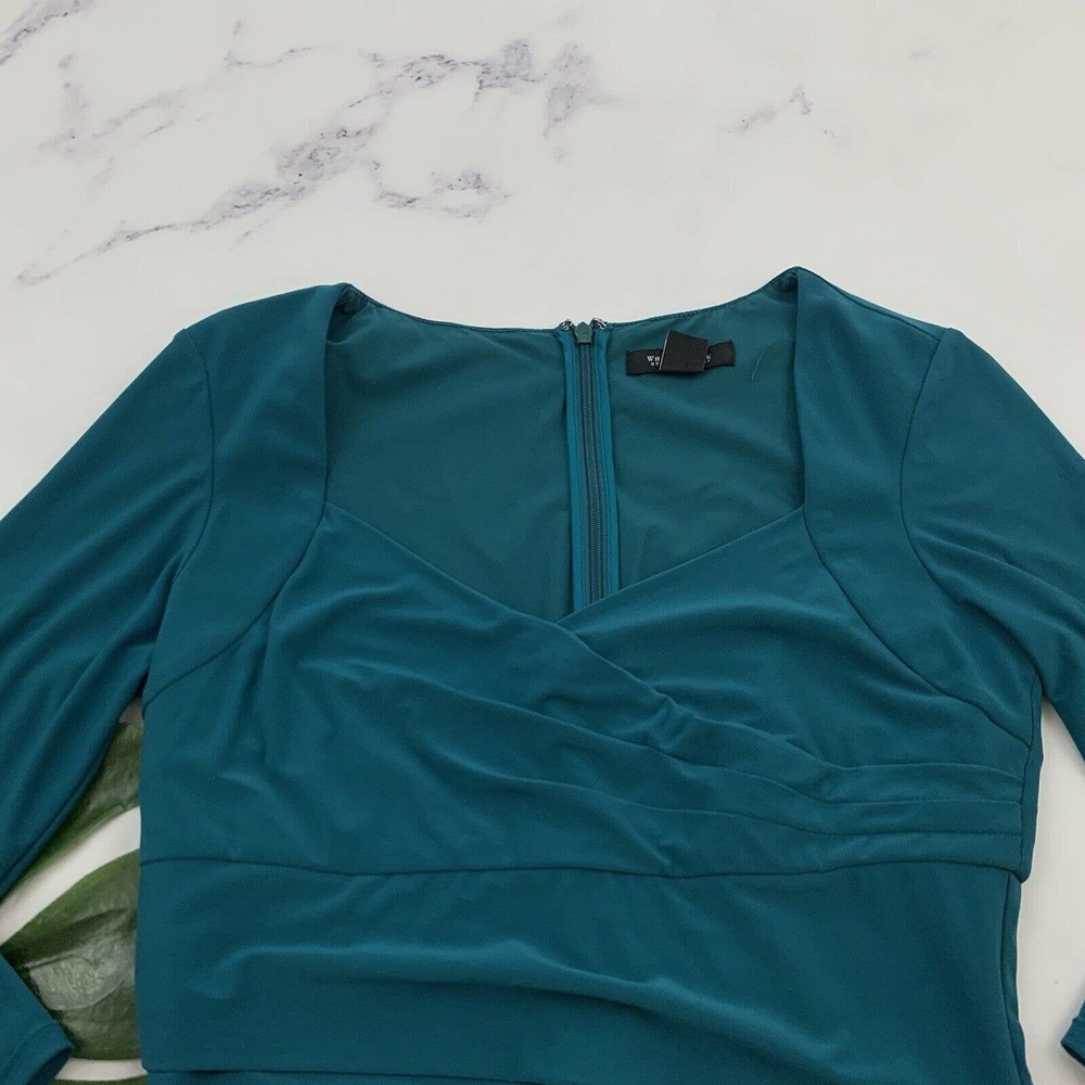 WHBM White House Black Market Instantly Slimming Sheath Dress Size 8 Teal - Picture 2 of 10